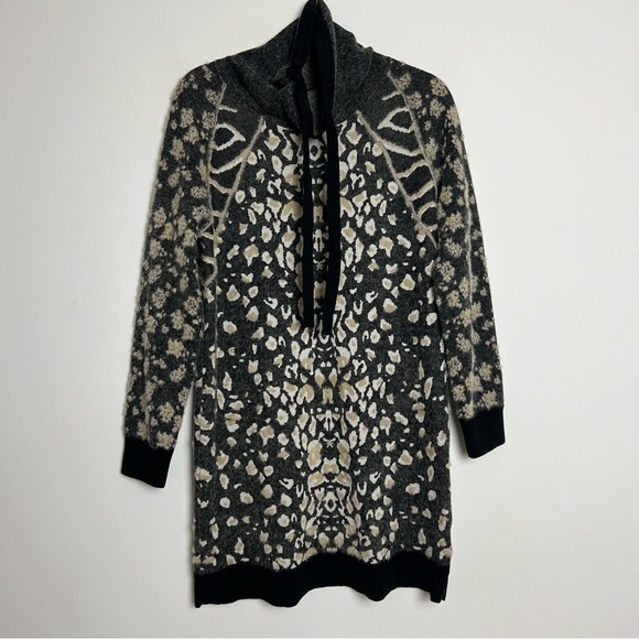 NEW Tribal Intarsia Cheetah Boho Soft High Neck Eye Lash Tunic Sweater Dress - Picture 2 of 13